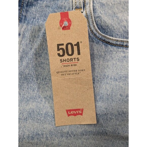 Levi's 501 Jean Shorts Womens 18W High Rise Raw Hem Distressed Cutoff Style - Picture 3 of 16